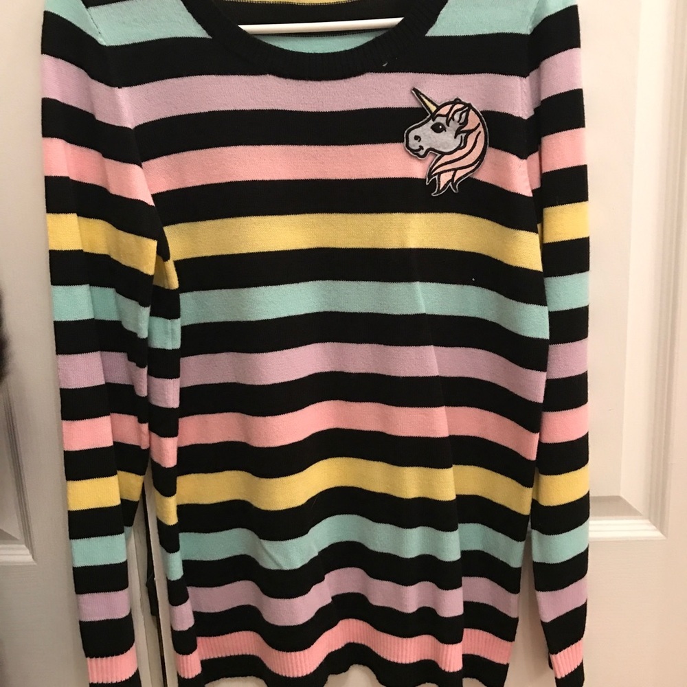 Pastel Stripe Unicorn Sweater